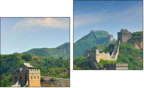 Great Wall of China in Summer with beautiful sky  - Obraz dwuczęściowy, Dyptyk