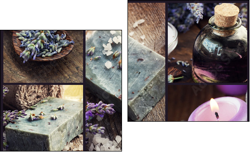 Lavender dayspa collage  - Obraz dwuczęściowy, Dyptyk