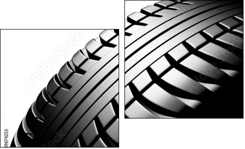 Car tire on a white background  - Obraz dwuczęściowy, Dyptyk