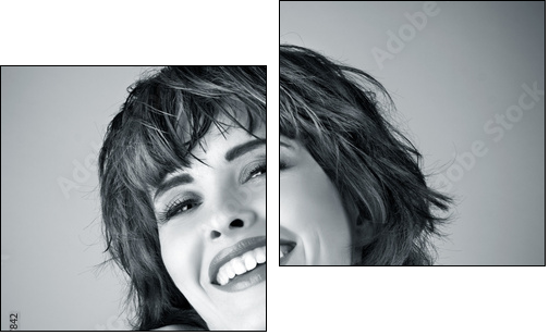Photo of beautiful laughing woman  - Obraz dwuczęściowy, Dyptyk
