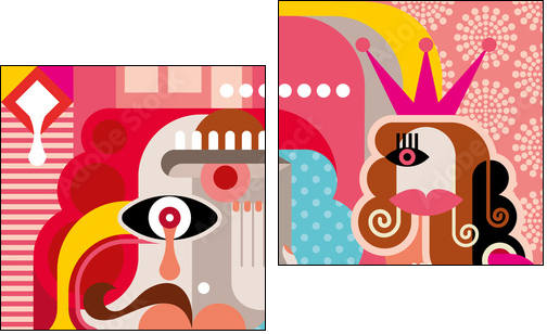 Woman and Man vector illustration - Obraz dwuczęściowy, Dyptyk