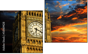 Big Ben at sunset panorama, London  - Obraz dwuczęściowy, Dyptyk