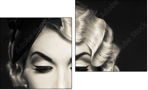Monochrome picture of elegant blond retro woman   - Obraz dwuczęściowy, Dyptyk