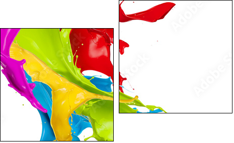 Colored splashes in abstract shape, isolated on white background  - Obraz dwuczęściowy, Dyptyk