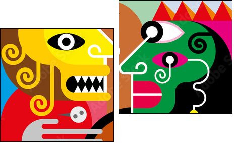 Woman and man - vector illustration - Obraz dwuczęściowy, Dyptyk