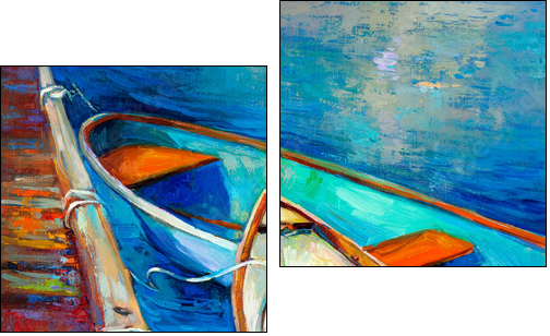 Boats and pier  - Obraz dwuczęściowy, Dyptyk