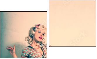 Stylish blonde. Pin-up girl. American style  - Obraz dwuczęściowy, Dyptyk