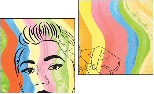 vintage pop art girl  - Obraz dwuczęściowy, Dyptyk