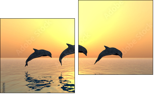 Jumping Dolphins  - Obraz dwuczęściowy, Dyptyk