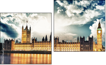 Big Ben and House of Parliament at River Thames International La  - Obraz dwuczęściowy, Dyptyk