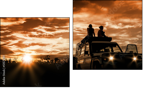 adventure sunset  - Obraz dwuczęściowy, Dyptyk