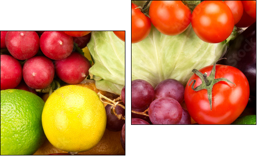 Raj owocowo - warzywny - Obraz dwuczęściowy, Dyptyk
