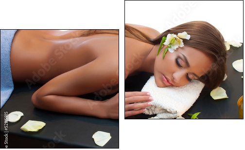 female during luxurious procedure of massage  - Obraz dwuczęściowy, Dyptyk
