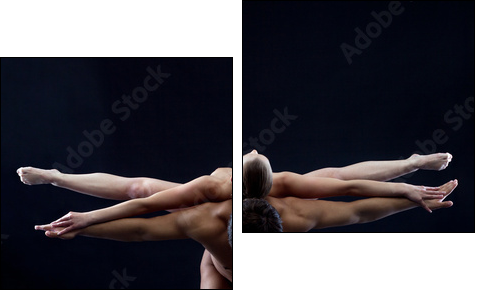 Image of two naked acrobats showing trick  - Obraz dwuczęściowy, Dyptyk