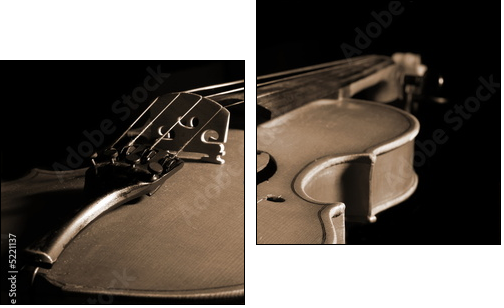 violin isolated on black  - Obraz dwuczęściowy, Dyptyk