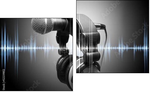 concepto de musica y grabacion en estudio  - Obraz dwuczęściowy, Dyptyk