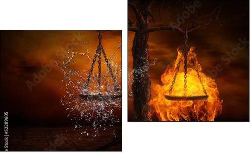 Balance between fire and water  - Obraz dwuczęściowy, Dyptyk