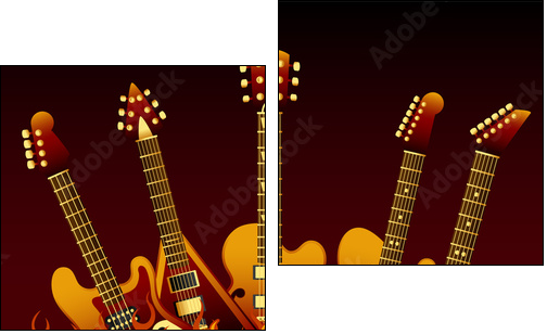 guitars in flames  - Obraz dwuczęściowy, Dyptyk