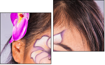 Beautiful asian woman with fashion make-up  - Obraz dwuczęściowy, Dyptyk