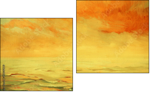 sea landscape with a cloud,  illustration, painting by oil on a  - Obraz dwuczęściowy, Dyptyk