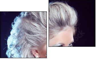 Hairstyle. Fashion Beauty Girl. Punk Style Woman with strasses o  - Obraz dwuczęściowy, Dyptyk
