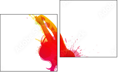 Dancing girl with grungy splashes  - Obraz dwuczęściowy, Dyptyk