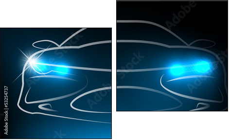 Silhouette of car. Vector illustration  - Obraz dwuczęściowy, Dyptyk