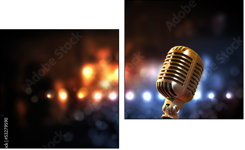audio microphone retro style  - Obraz dwuczęściowy, Dyptyk