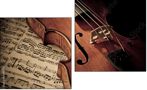 Geige mit Notenblatt  - Obraz dwuczęściowy, Dyptyk