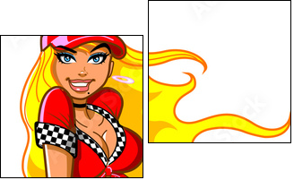 Sexy Blonde Racing Fan  - Obraz dwuczęściowy, Dyptyk