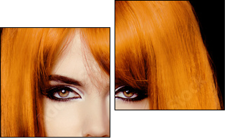 Fashion Portrait Of Beautiful Girl. Vogue Style Woman. Hairstyle  - Obraz dwuczęściowy, Dyptyk