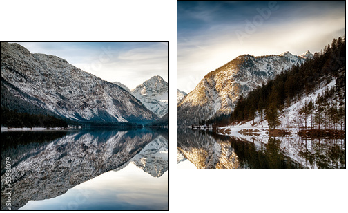 Reflection at Plansee (Plan Lake), Alps, Austria  - Obraz dwuczęściowy, Dyptyk