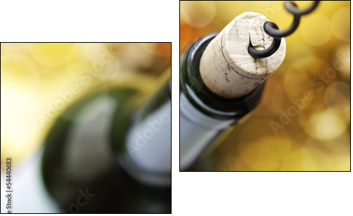 Cork screw and wine bottle  - Obraz dwuczęściowy, Dyptyk