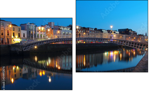Dublin night scene  - Obraz dwuczęściowy, Dyptyk