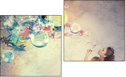 Creative fashion with soap ball  - Obraz dwuczęściowy, Dyptyk