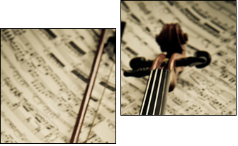 Geige mit Bogen und Notenblatt  - Obraz dwuczęściowy, Dyptyk