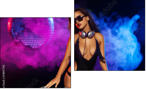 Glamorous sexy busty DJ  - Obraz dwuczęściowy, Dyptyk