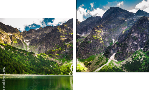 Rocky Mountains in summer and blue sky  - Obraz dwuczęściowy, Dyptyk