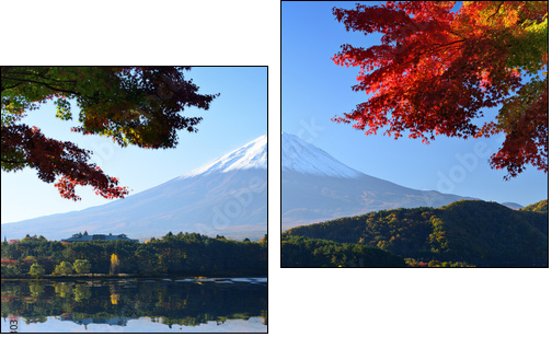 Mt. Fuji in the Autumn from Lake Kawaguchi, Japan  - Obraz dwuczęściowy, Dyptyk