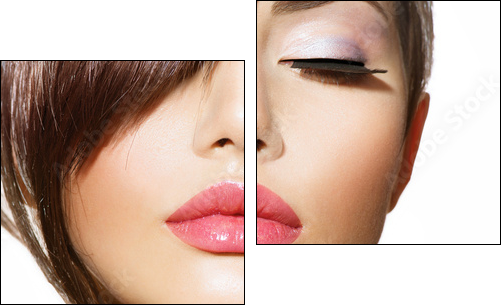 Hairstyle. Beauty Model Girl Portrait with Perfect Makeup  - Obraz dwuczęściowy, Dyptyk