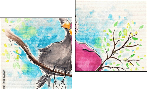 Birds in love  - Obraz dwuczęściowy, Dyptyk