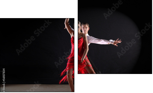 dancers in ballroom against black background  - Obraz dwuczęściowy, Dyptyk