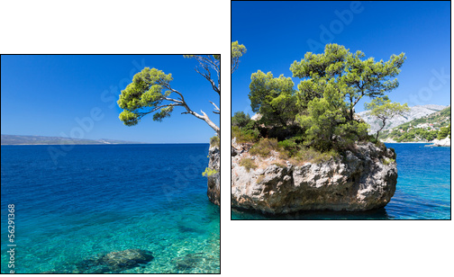 Croatian beach at a sunny day, Brela, Croatia  - Obraz dwuczęściowy, Dyptyk
