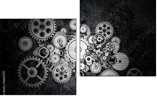 Grunge Cog Wheels  - Obraz dwuczęściowy, Dyptyk
