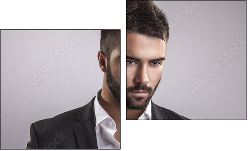 Elegant young handsome man. Studio fashion portrait.  - Obraz dwuczęściowy, Dyptyk