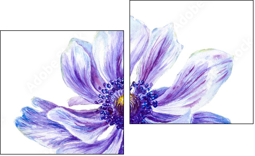 Japanese Anemones flower. Watercolor.  - Obraz dwuczęściowy, Dyptyk