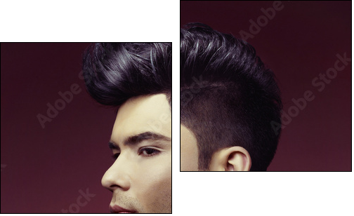 Man with stylish haircut  - Obraz dwuczęściowy, Dyptyk