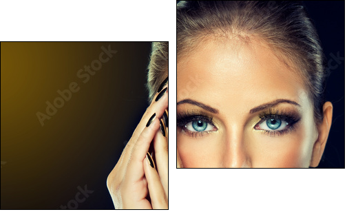 The girl with the Golden makeup and metal nails.  - Obraz dwuczęściowy, Dyptyk