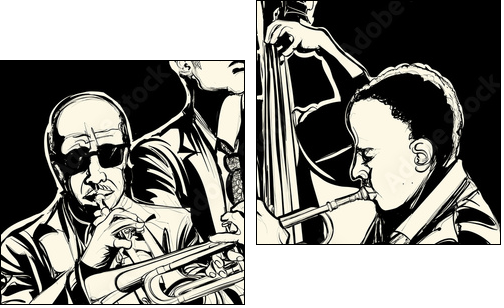 jazz band with  trumpet and double bass  - Obraz dwuczęściowy, Dyptyk