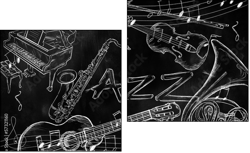 Jazz instruments music background  - Obraz dwuczęściowy, Dyptyk